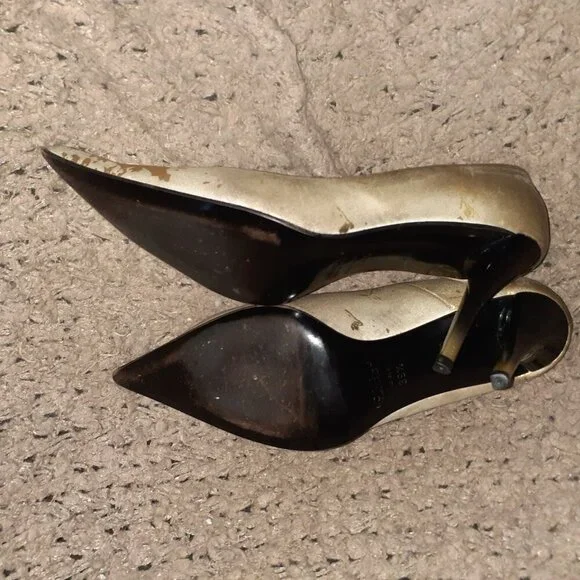 LORIBLU-Burn-Out Gold Nubuck/Leather-Distressed-Ombre Stiletto-Sz 39.5-Excellent - Picture 7 of 7